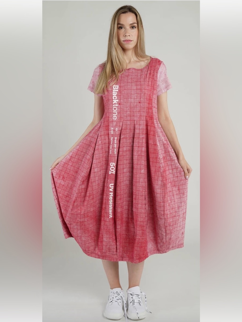 Rundholz Rosetta Grid Dress- Chili.  Med